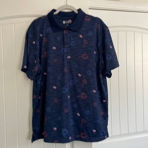 Men’s Haggar fireworks and flag polo. Size LG